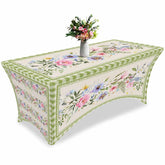 Aperturee - Aperturee Spring Watercolor Pastoral Flower Stretch Table Cover